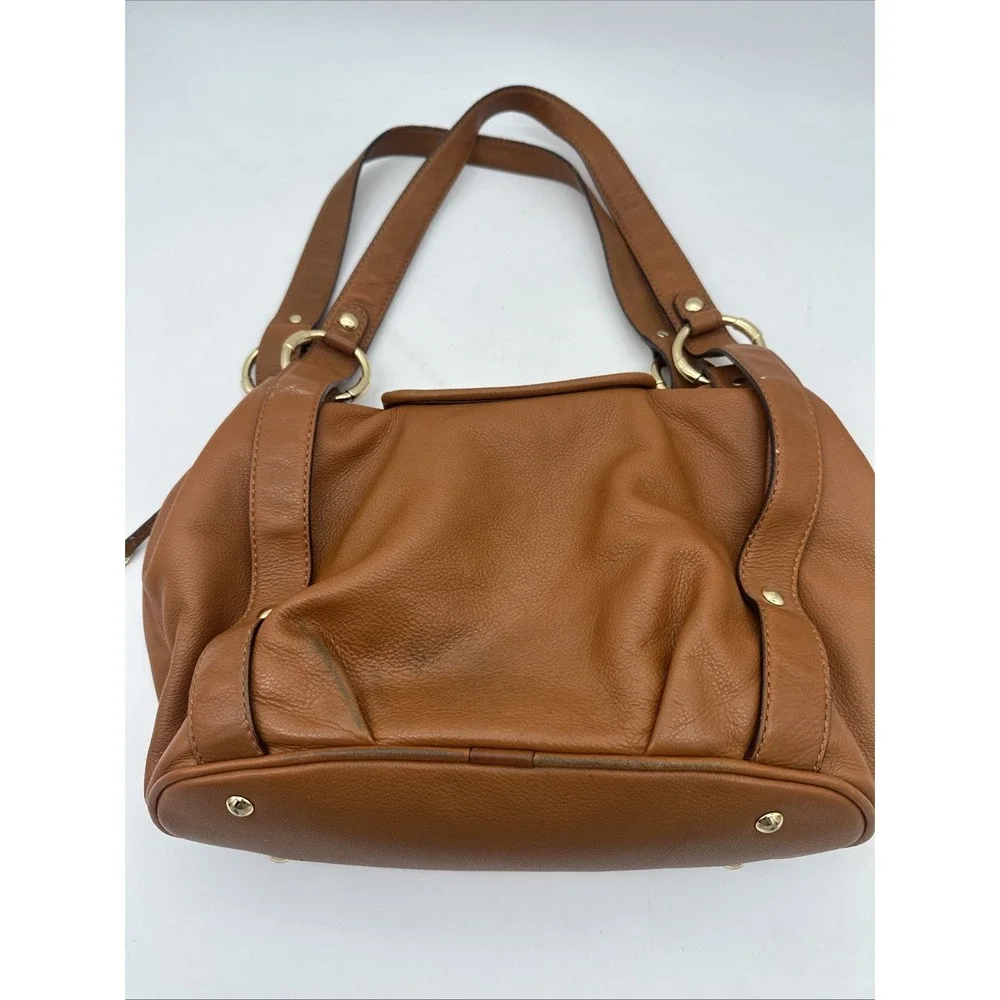 Michael Kors Fulton‎ Leather Hobo Shoulder Bag Pebbled Brown 15x11
